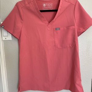 FIGS Catarina Scrub Top in Coral